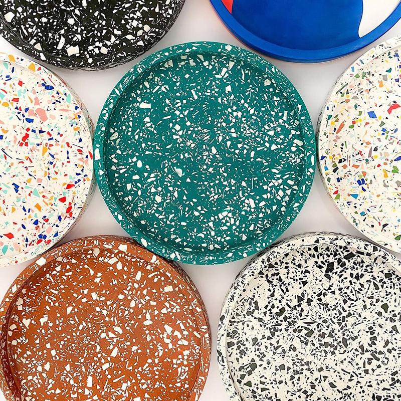 Round Gypsum Tray Silicone Molds Terrazzo Concrete Coaster Cement Pallet Epoxy Resin Molds DIY Jewelry Dish Home Ornament Moulds