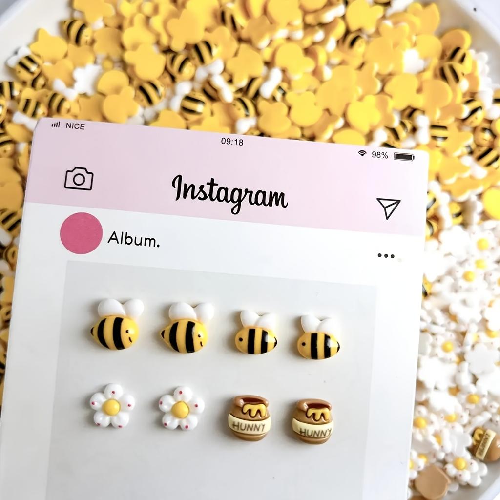 20/60pcs Honey Jar Resin Charms Suitable for DIY Nail Art, Jewelry Making, Crafts - Bee-Themed Decorations with Honey Jars