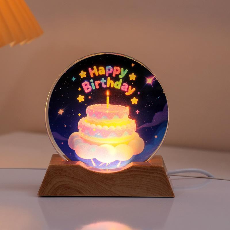 Crystal Disc Luminous Night Lamp Bedside Lamp Ambient Desk Lamp Creative Gift Desktop Decoration Ornament
