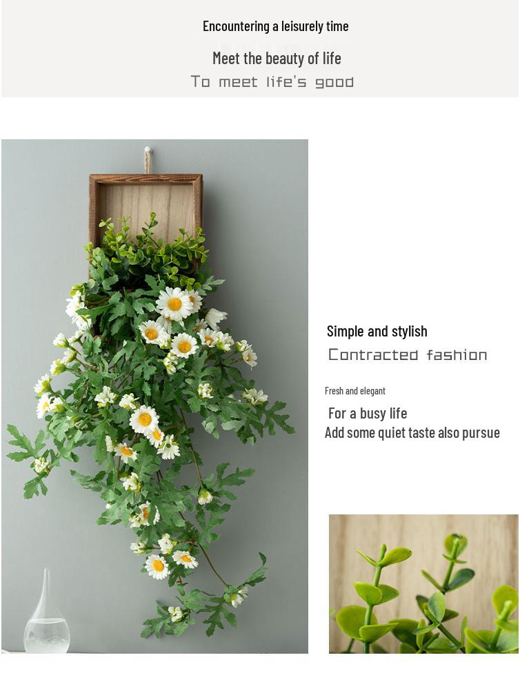 Stylish Daisy Pendant Faux Flower Vine for Indoor Wall Decoration and TV Background