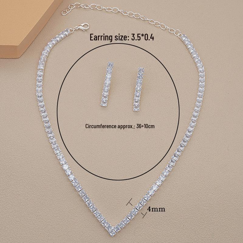 Elegant Zircon Necklace & Earrings Set - Perfect for Weddings & Special Occasions