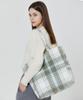 Roidesrois Check Cotton Pocket Eco Shoulder Bag (Mint/Check)