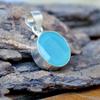 Rose Cut Aqua Chalcedony Gemstone 925 Sterling Silver Gift Pendant