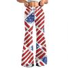 Women's Fashion Loose Drawstring Tight Waist Independence Day Printed Casual Sports Pants Casual Flared Pants