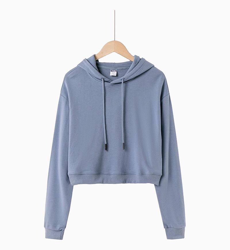 Women's American Style Short Round Neck Hoodie - Autumn/Winter Casual Loose Long Sleeve Slimming Top