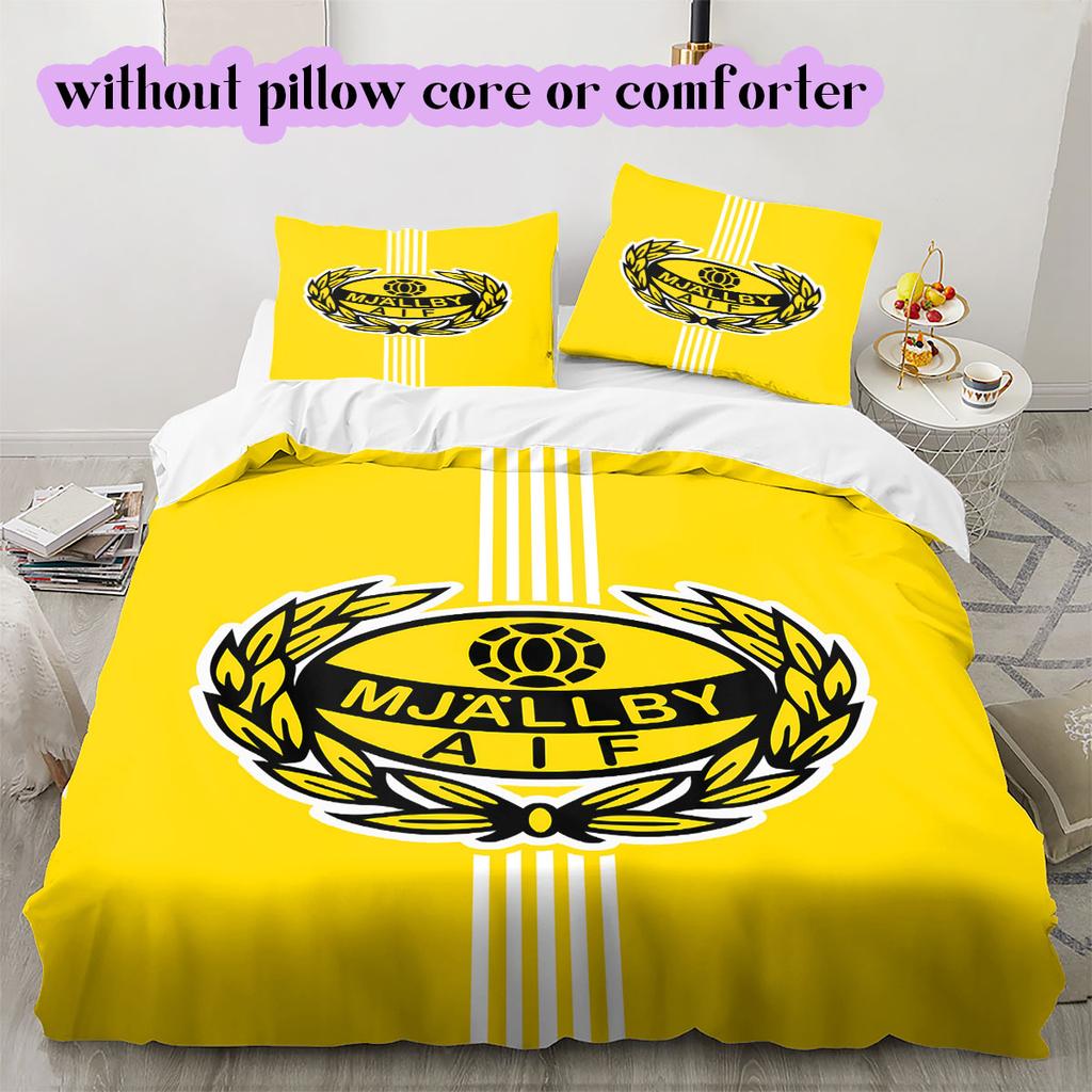 Mjällby AIF football Pattern Bedding,Quilt Set Quilt Cover Pillowcase Home Birthday Gift (1*duvet cover+2*pillowcase,without core)