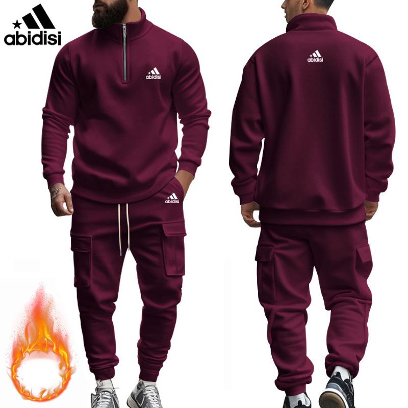 

Комплект мужских спортивных брюк цвета хаки больших размеров на осень и зиму, новый стиль, американский, повседневный, плюшевый, теплый, на молнии 2XL коричневый