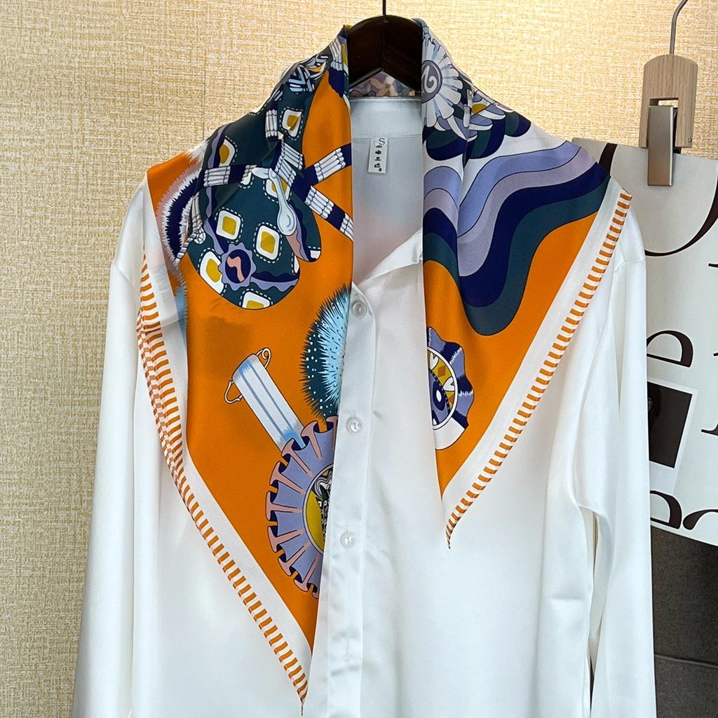 Hangzhou 100% eșarfă de mătase naturală reală pentru femei, bandană, eșarfe pătrate, eșarfe, eșarfă Mulberry, modă de lux de înaltă calitate, hijab