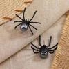 Retro Punk Hepburn Style Black Spider Pearl Earrings for Halloween