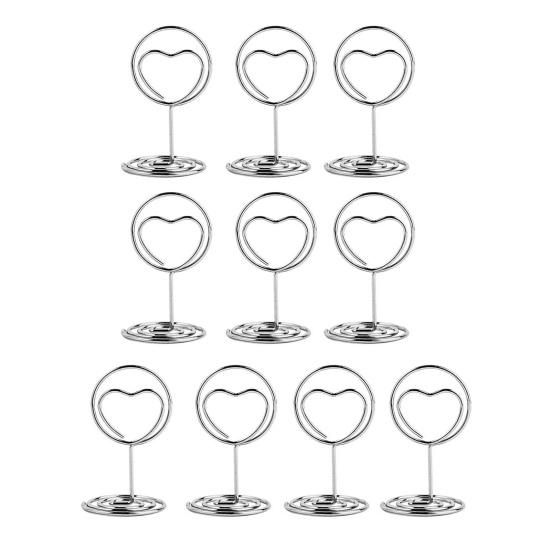 10Pcs Love Heart Table Number Holder Place Card Photo Picture Clip Memo Note Card Stand Wedding Anniversary Birthday Party Centerpieces