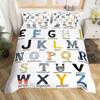 English Alphabet Duvet Cover Cartoon Animal Bedding Set Early Education Theme Quilt Cover Butterfly Bear Deer Comforter Cover