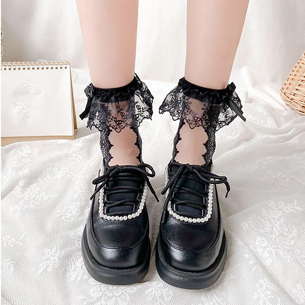 

White Sweet Lolita Women Girl Nylon Mesh Socks Short Socks Lace Socks Hosiery