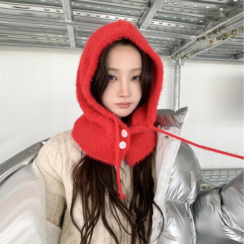 Women's Wool Blend Angora Winter Balaclava Hooded Hat