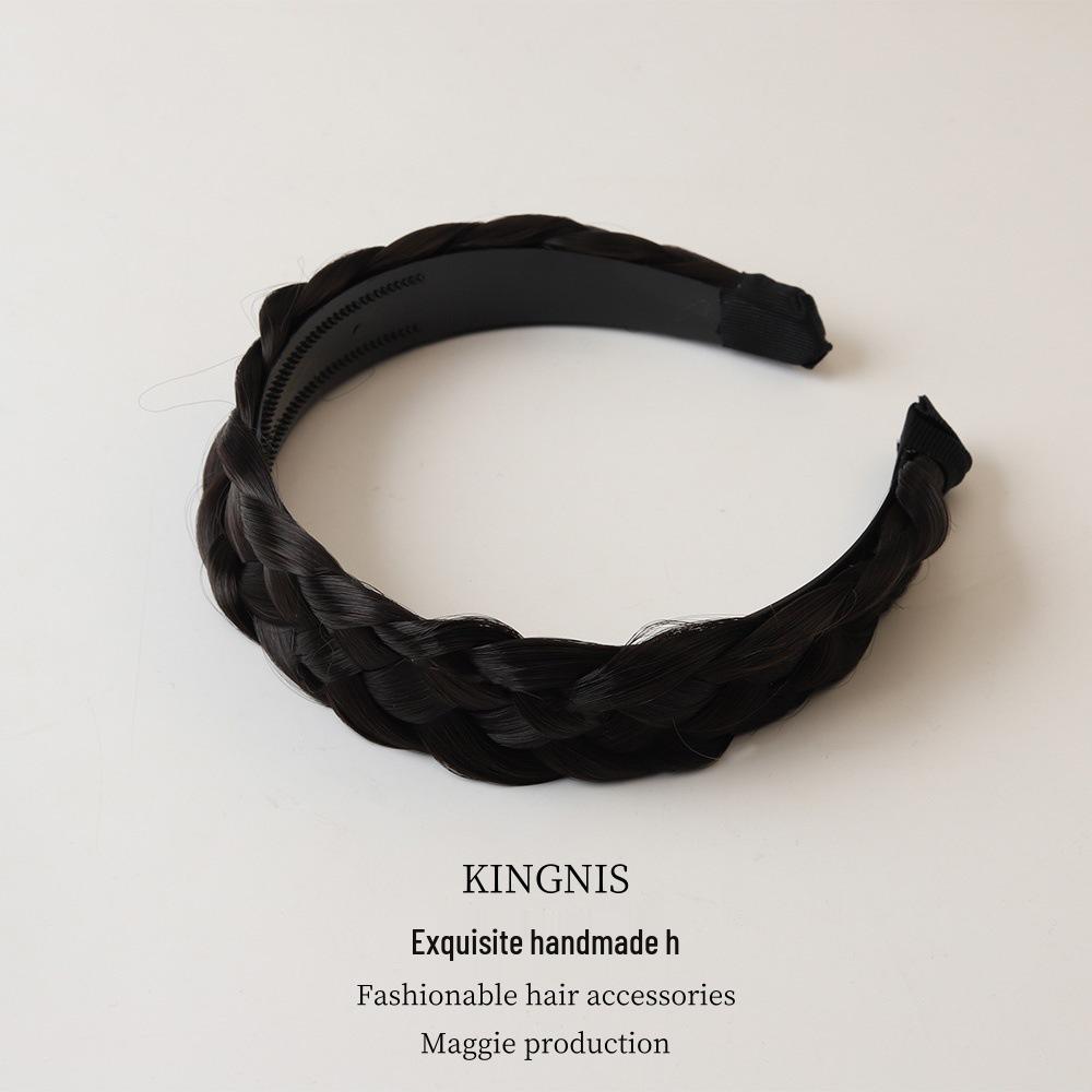 Women's Fishbone Braid Headband: Braided Hair Clip Pigtail Wig Hairpin with High Crown Hair Tie