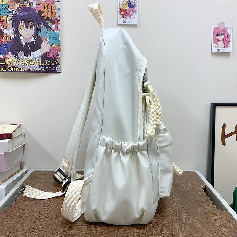 TS JYL laptop bag,Women Student Backpack Korean Style Solid Color Simple Junior High Bag