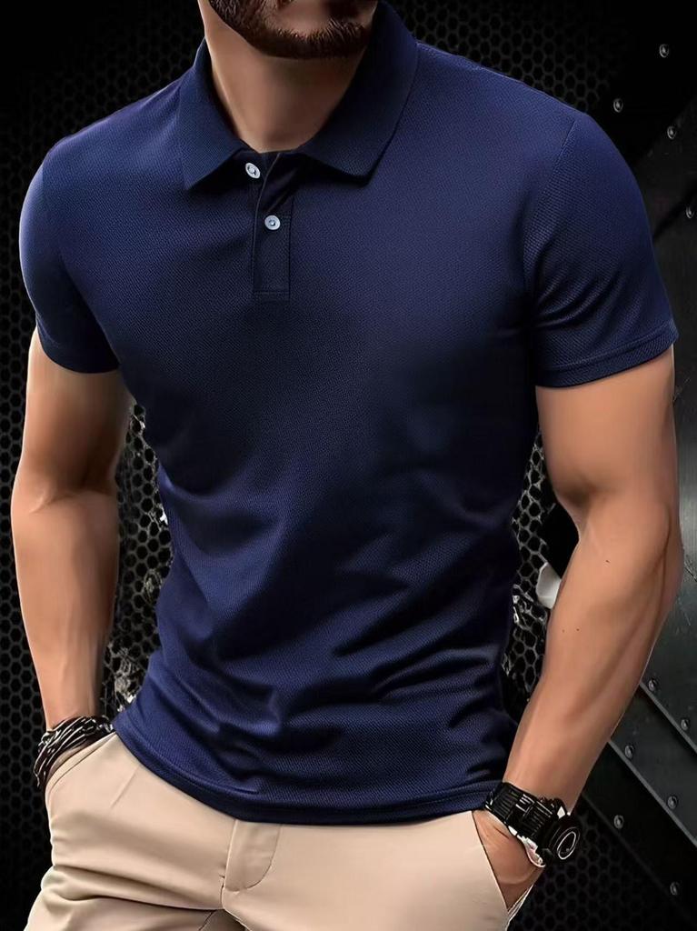 European Men's Summer Mesh Breathable Short Sleeve Polo Shirt - Slim Fit Casual T-Shirt
