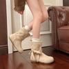 Women Suede Short Boots  Autumn Winter New Vintage Lace Up Bow Knot Fashion Boots Comfortable Outdoor Non Slip Casual Flats