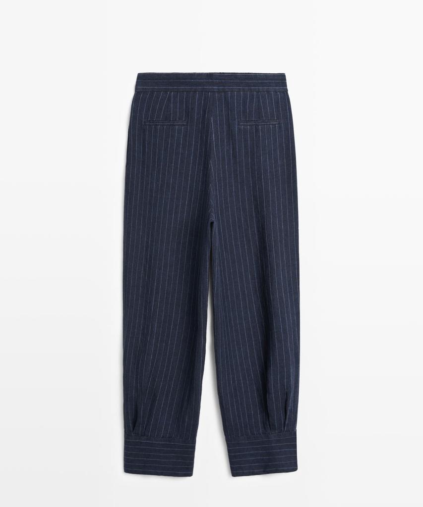 Masimodutti Linen Striped Sarouel Pants