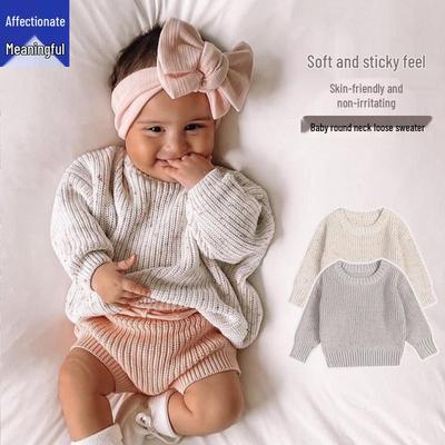 Sentimentaler Winterstrick-Rundhalspullover für Kleinkinder – Locker sitzender Pullover