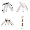 Fashionable Lace Bowtie Charm Keychain Colorful Butterfly Knot Pendant Beaded Keyring Accessory for Purses and Mobiles