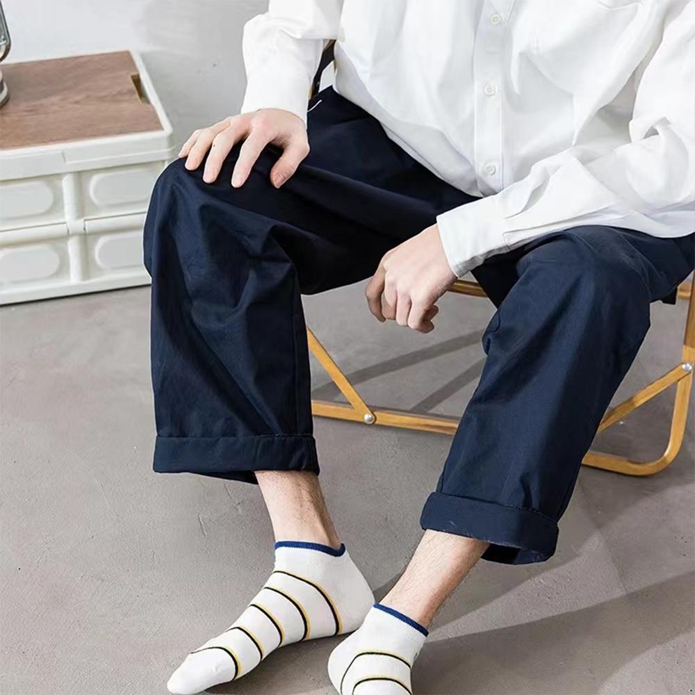 5 Pairs High-Quality Short Men's Business Socks Summer Autumn Fashionable Fresh Cartoon Stripes Breathable Comfortable Boy Socks