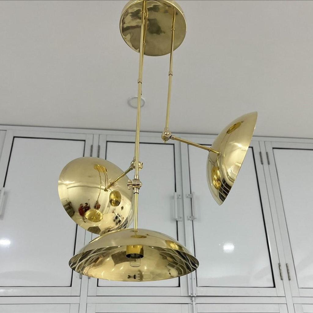 3 Light Sputnik Chandelier Mid Century Modern Polished Brass Pendant Light Fixtures