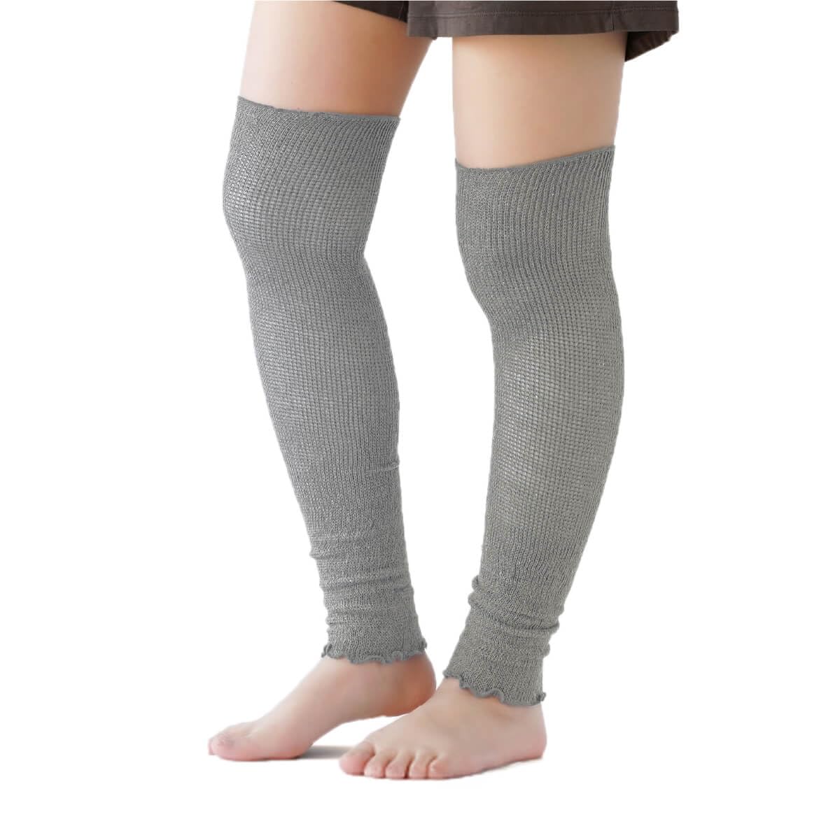 

[Kinuyo] Шелковые гетры выше колена, шелковая смесь, не сковывающие движения, серебристые