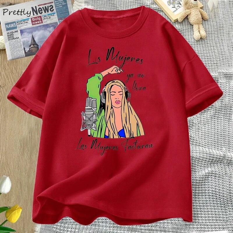 Shakira Las Mujeres Ya No Lloran T Shirt for Women Cotton Black Karol G Tshirt Shakira Song Women Don't Cry Tee Shirt Streetwear Unisex
