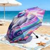 1pc Purple Unicorn Umbrella Portable Folding Umbrella Iron Frame Hole Bone Structure Outdoor Home Umbrella