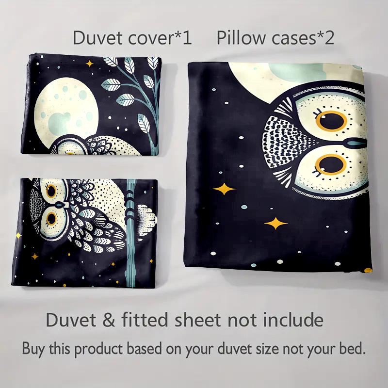 Owl Moon Branches Bedding Duvet cover sets Duvet covers Pillowcases gifts (1 * Duvet Cover 2 * Pillowcases, without duvet insert)