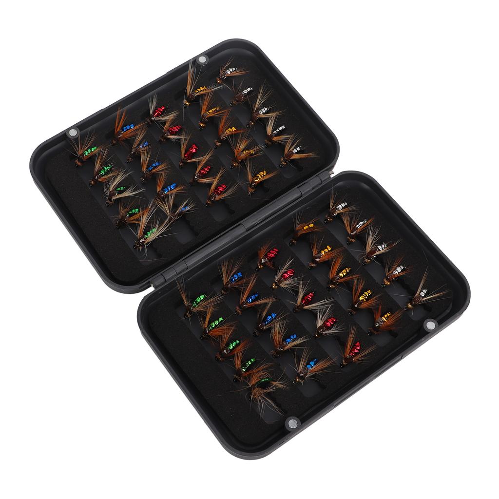 50pcs Fly Fishing Bait Professional High Carbon Steel Hook Fly Fishing Lures Kit with Storage Box