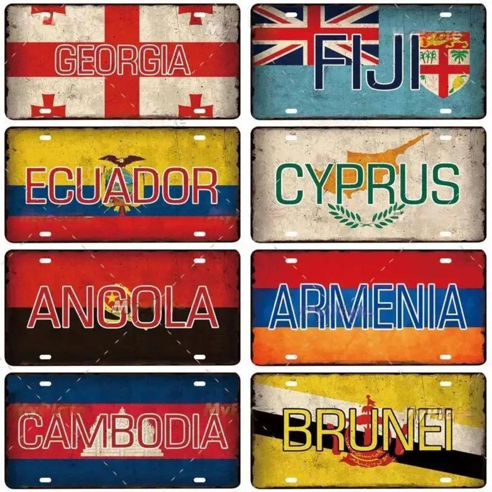Metal Flag Sign Wall Decor 15x30 Cm Gift for Bar Cafe Office