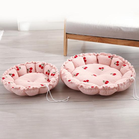 Pet Bed Ultra-thick Reusable Super Soft Comfortable Breathable Warm-keeping High Elasticity Lightweight Large Pet Dog Round Bed Kennels for Bedroom