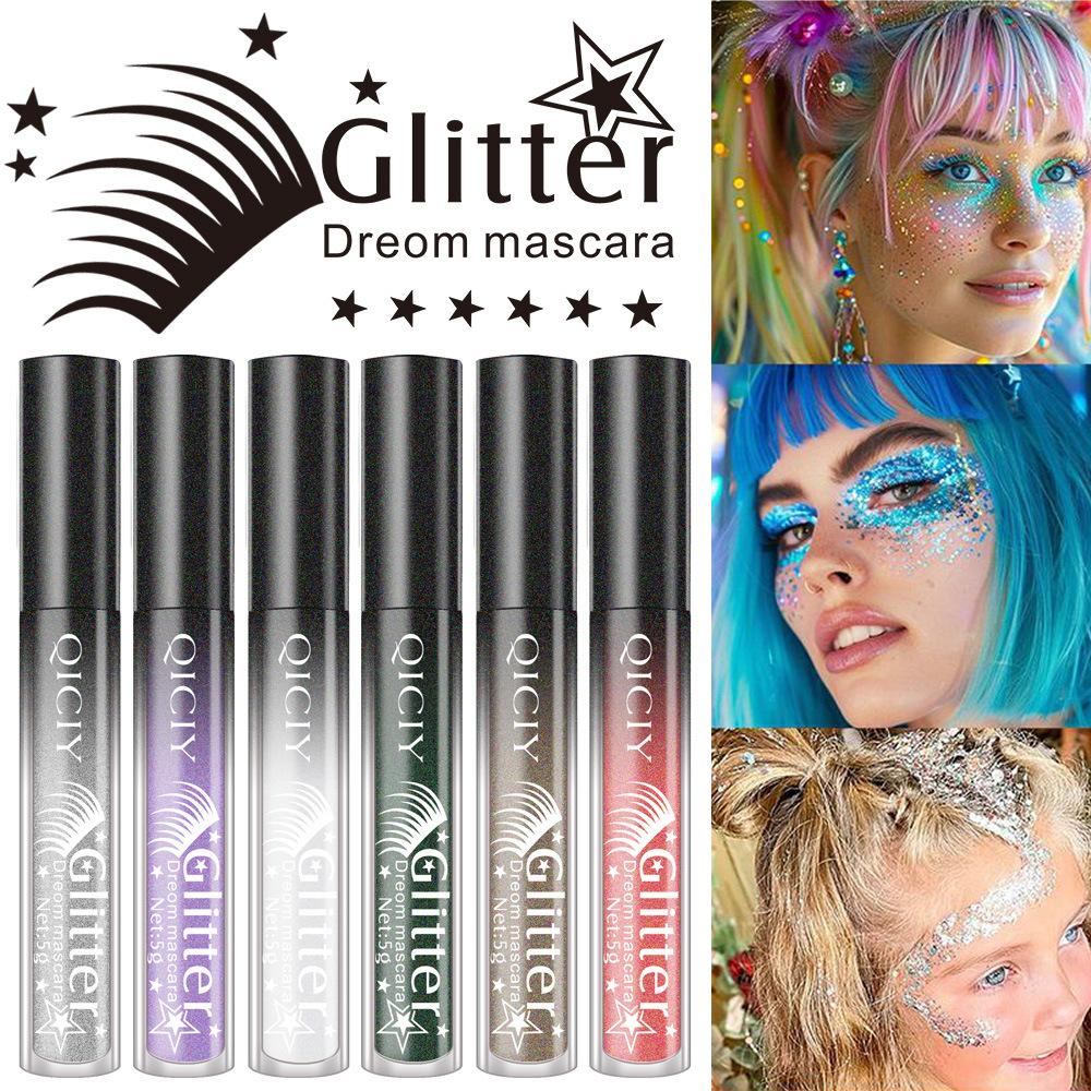 1pc Diamond Shine Waterproof Volume Curl Mascara Glitter Snow Effect,Smudge-proof Eye Makeup for All Skin Types Women Cosmetics