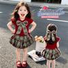 Girls Summer Fashion 2 Piece Set Bow Short Sleeve Top And Bud Pants Casual Outfit For Kids