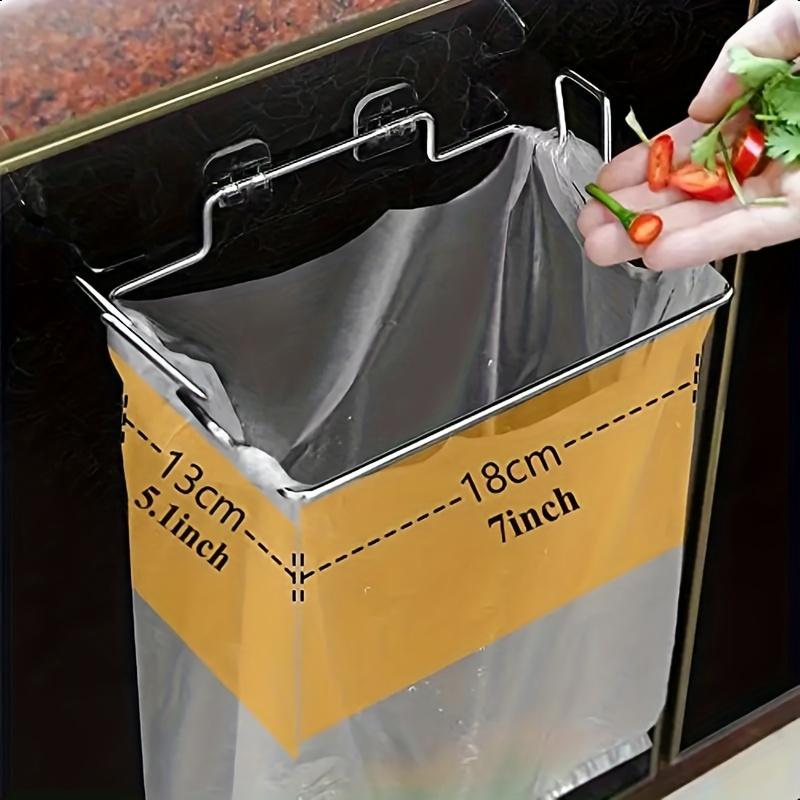 Stainless Steel Wall Mounted Kitchen Trash Bag Holder Plastic Bag Organizer Storage Rack for Kitchen Bathroom