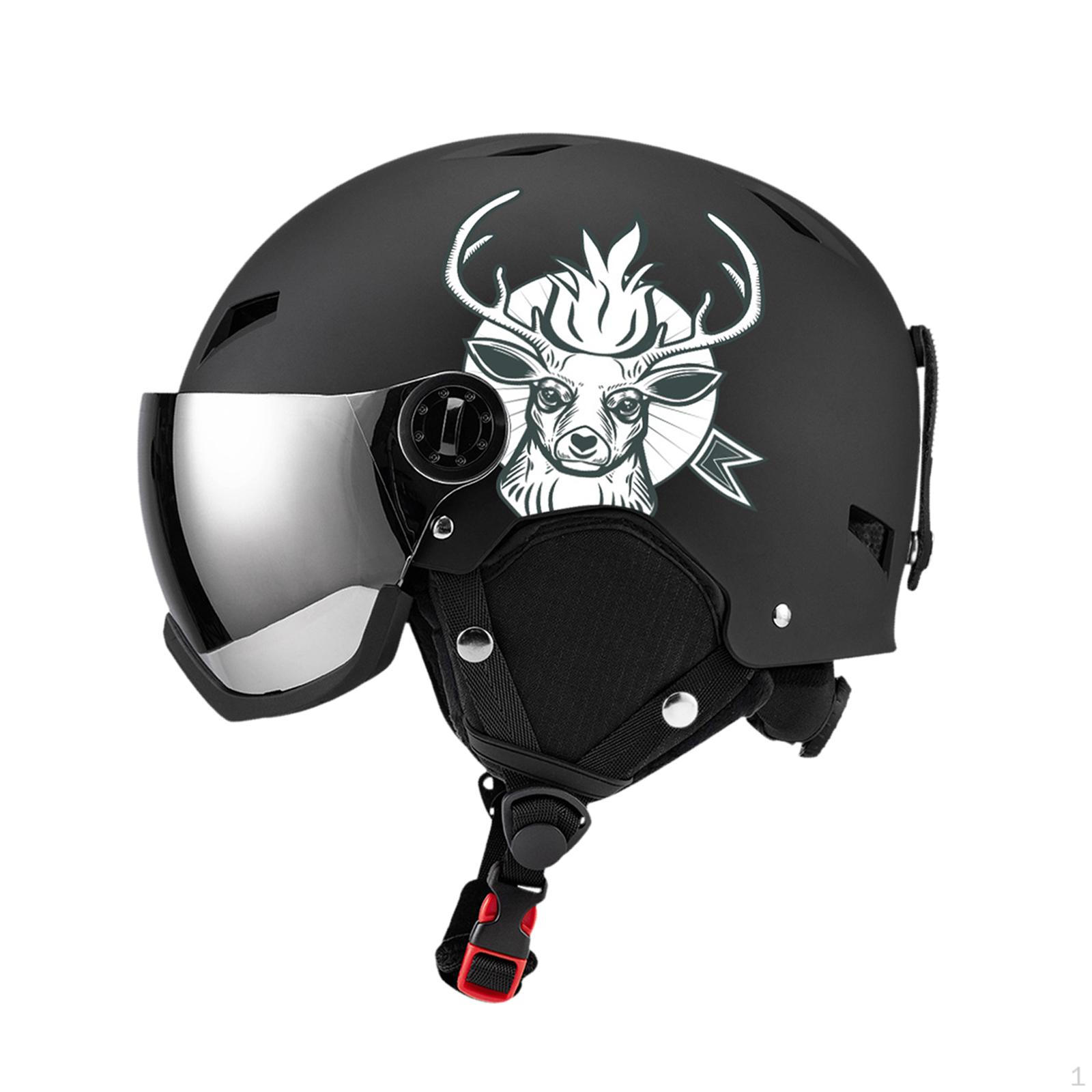 

Горнолыжный шлем, защита головы, термостойкий, удобный для переноски, дышащий, зимние очки, спортивный козырек для L чёрный