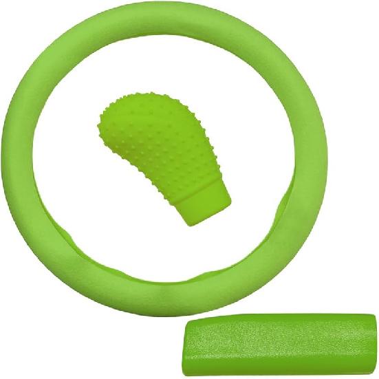 3PCS Silicone Car Steering Wheel Cover Set, Anti-Slip Car Steering Wheel & Handbrake & Gear Shift Cover, Universal Auto Interior Decoration Protector