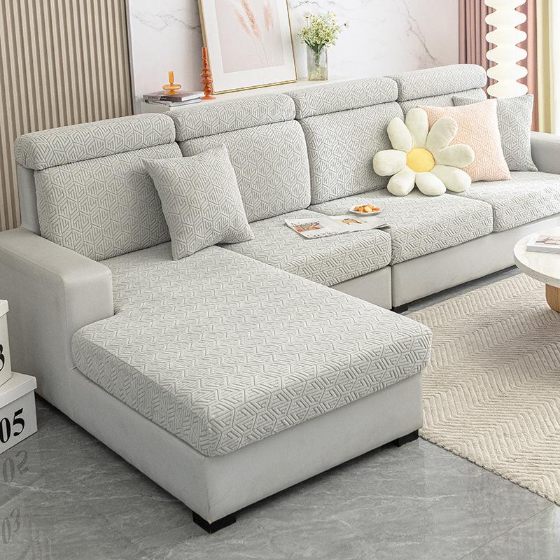 

Эластичный жаккардовый нескользящий простой современный чехол для дивана, универсальный универсальный утолщенный чехол для сиденья, набор подушек, чехол 65-85cm*65-95cm*5-20cm светло-серый