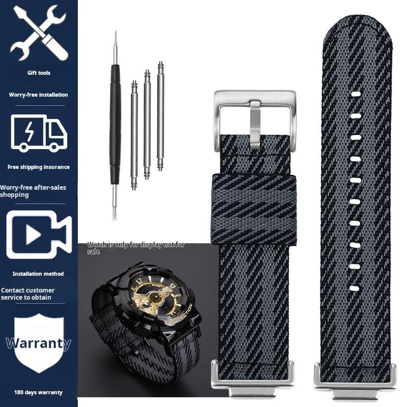 16mm Nylon Strap for Casio DW5600 GWM5610 GA110 GA2100 GA-700 Men's Outdoor Sports Watch Band Modified Metal Adapter Accessories