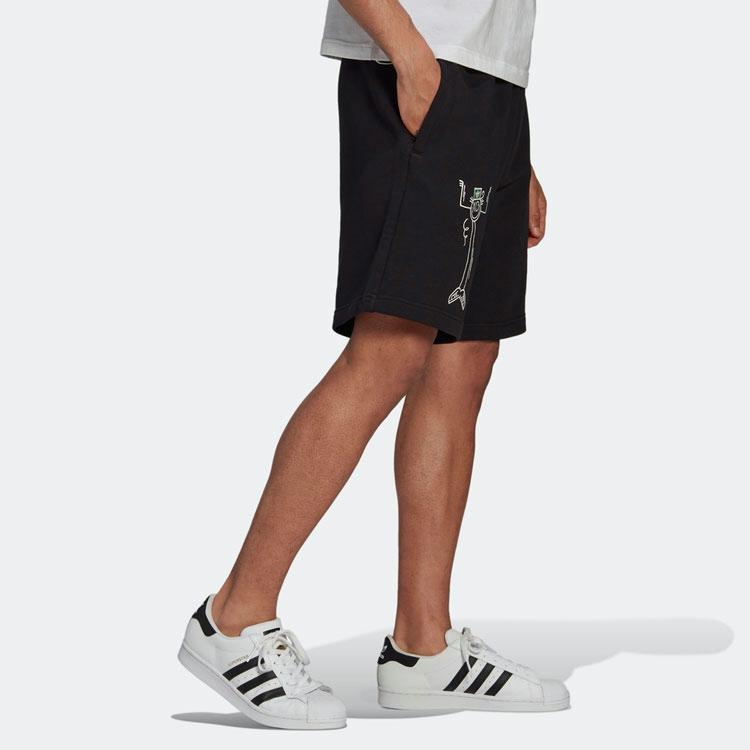 Adidas Originals Trefoil Cartoon Print Straight Shorts Men Shorts Black HR7111