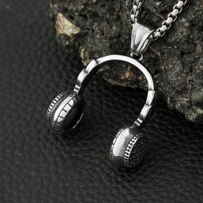 Punk Hip Hop DJ Musik Kopfhörer Anhänger Halskette Lange Kette Für Männer Frauen Punk Rock Headset Halskette Männlicher Schmuck Geschenk