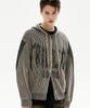 TRILLION Washable Two-Tone Hooded Zip-Up Graphic Knit (Beige)