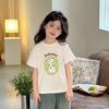 Girls Summer Cotton Cartoon Print T Shirt Loose Fit Round Neck Short Sleeve Top