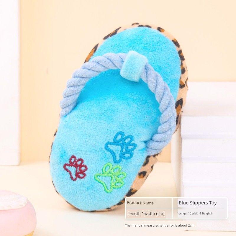 

Dog Toy Sound Stuffed Slippers Molar Long Lasting Relieving Stuffy Handy Gadget Teddy Bichon Consuming Physical Pet Supplies Blue