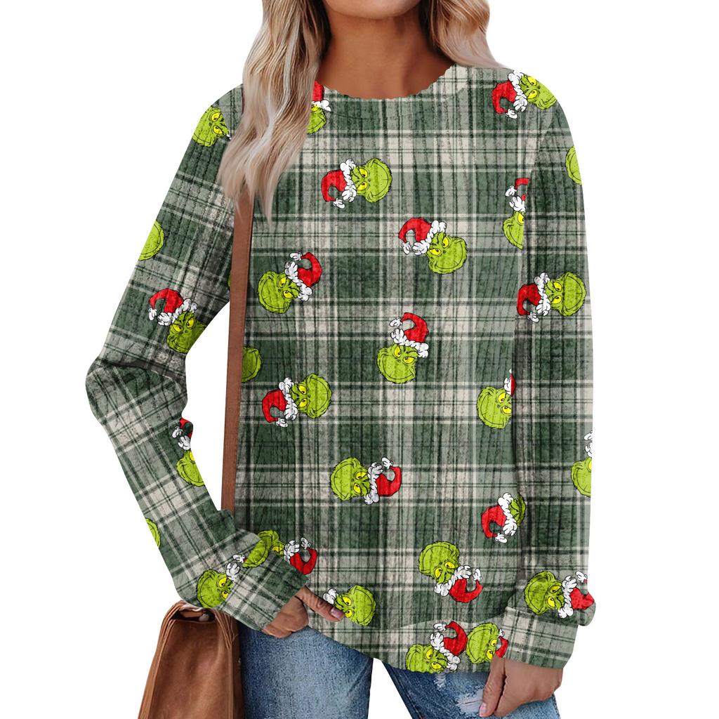 Women's Printed Lightweight Brushed-Cotton Round Neck Top