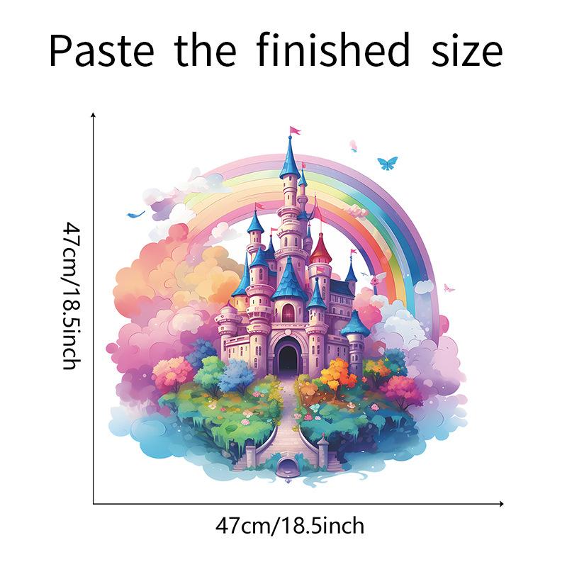Dream Castle Wall Decals for Girls Kids Room Colorful Rainbow Wall Stickers Baby Nursery Bedroom Wall Decor