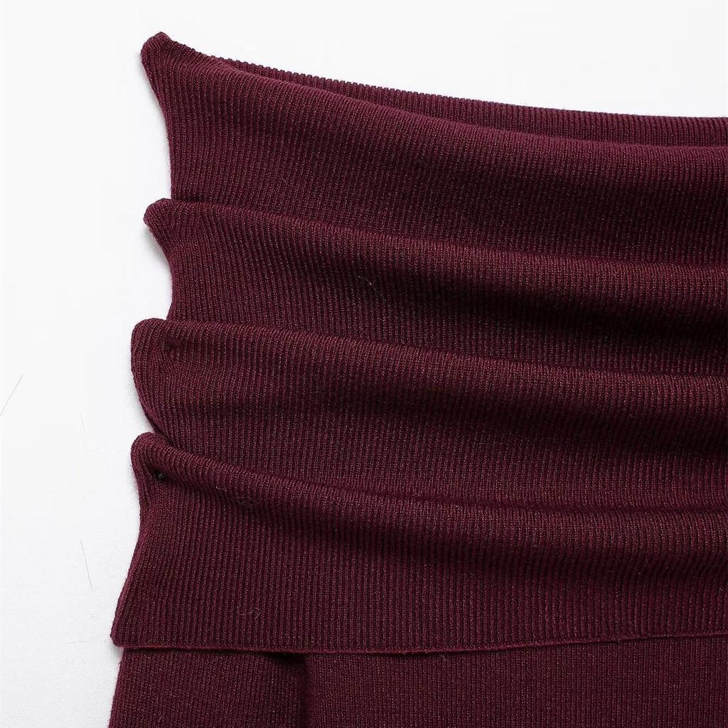 2025 Spring Off-Shoulder Knit Pullover: Women's Slim, Versatile, Long-Sleeved Fashion Top