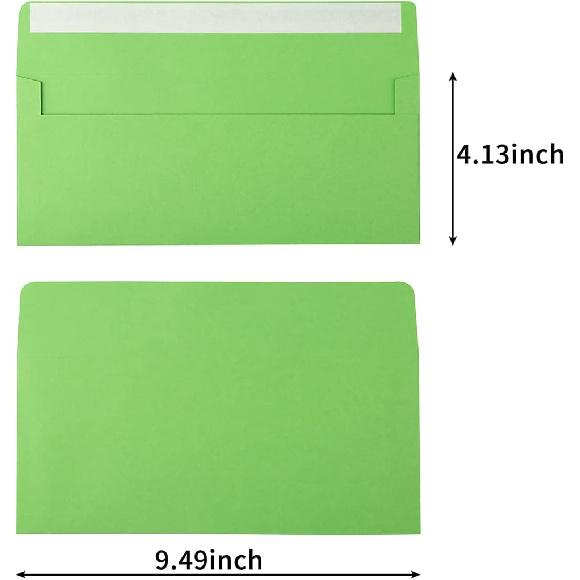 50 Pack Colorful #10 Business Envelopes Self Seal Standard Envelopes for Office Checks, Business, Letter Mailing Invoices, 4.13 x 9.49 Inches