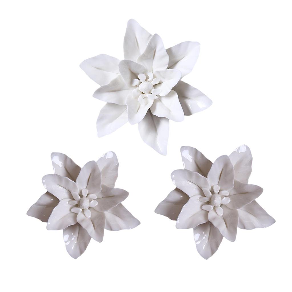 Sculpture Murale Florale en Céramique Unique Ornement Moderne Arts Compacts Cadeau pour Salon Chambre Parents Amis